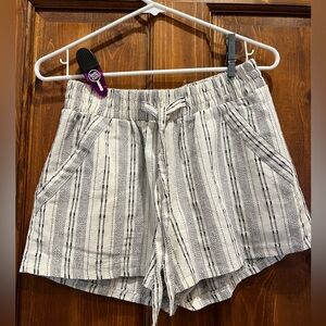 Sienna Sky High Waist Striped Shorts - Black and White